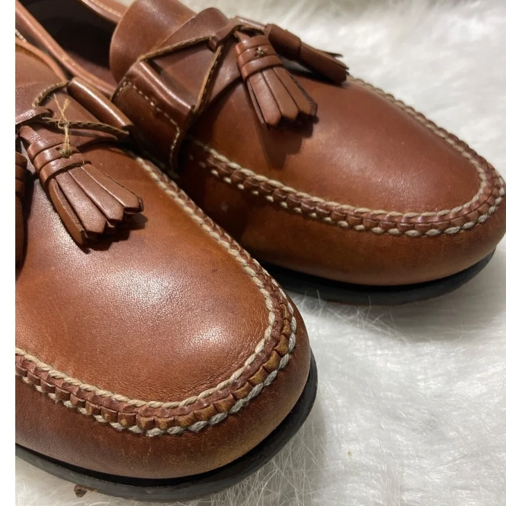 Roster Rainey Country Mens‎ Brown Leather Tassel Loafers Whipstitch Moc Toe 13 M